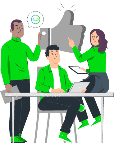 People in green