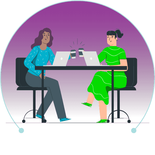 People purple background